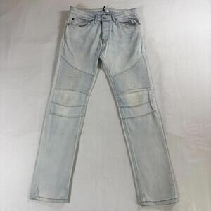 Moto Biker Skinny Jeans H&M Tag 30 Fits Like 31 X 31 Light Wash Panel Stretch